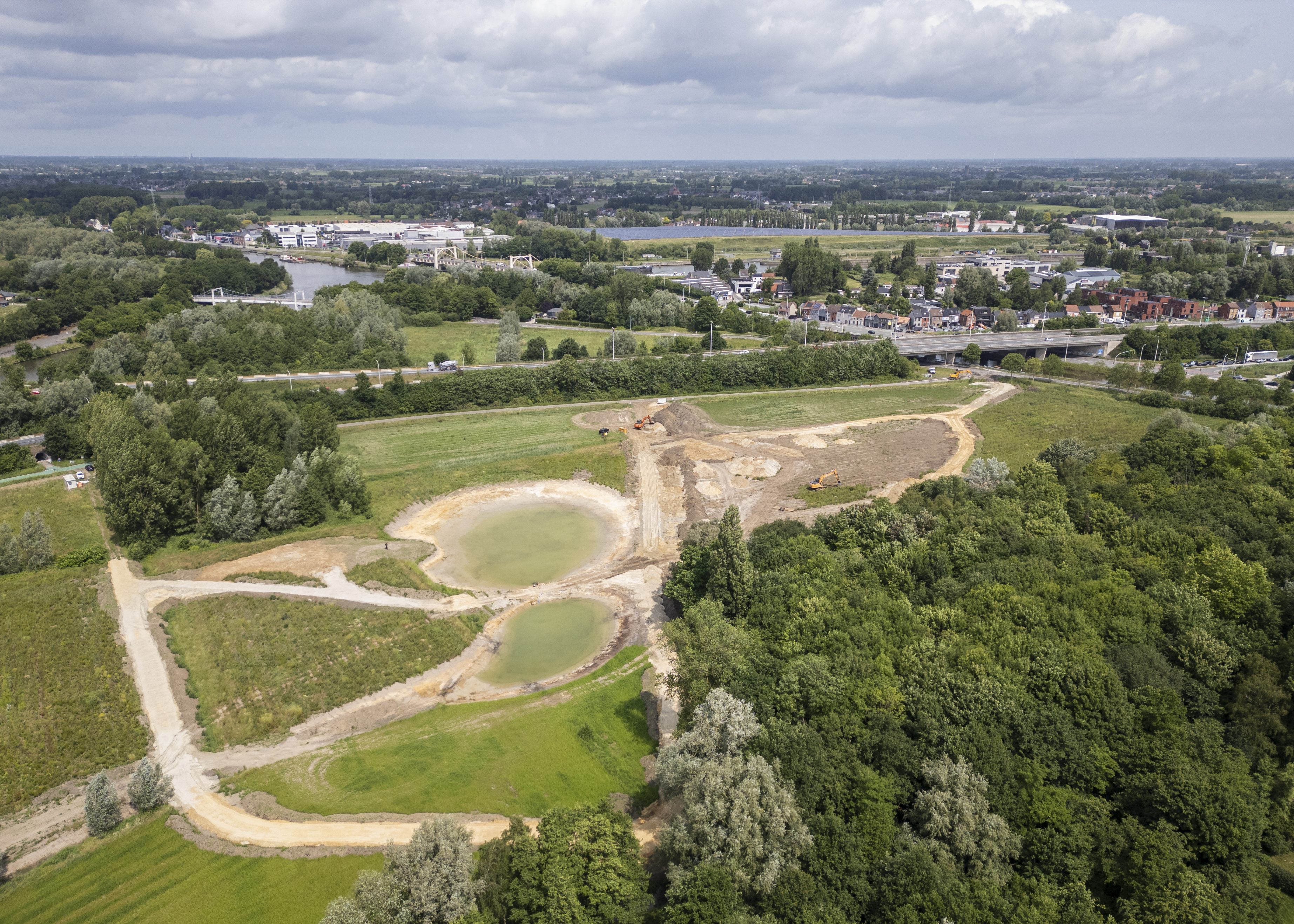 dronebeeld werken zone groene velden noord (c) provincie Oost-Vlaanderen