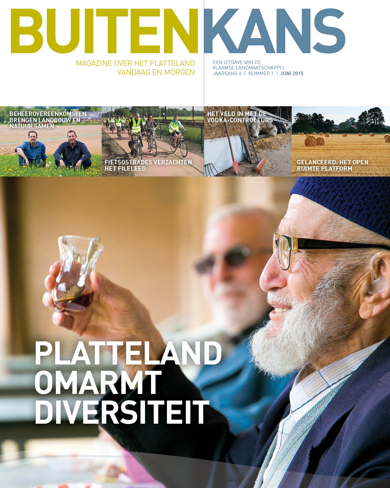 cover Buitenkans 9: profielfoto van allochtone man die een glas heft, kop: platteland omarmt diversiteit