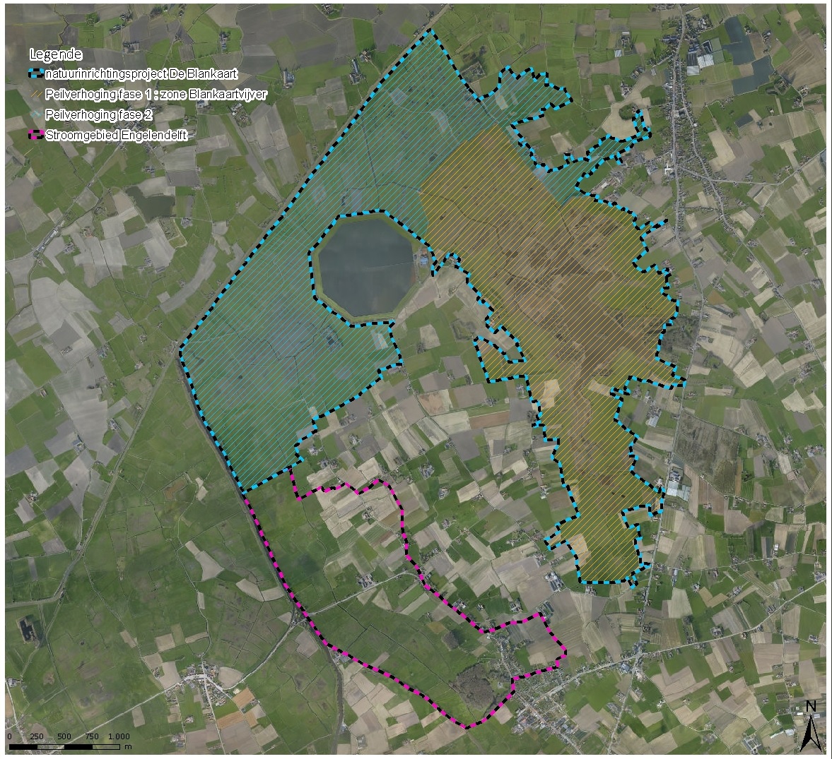 Luchtfoto zones peilverhoging