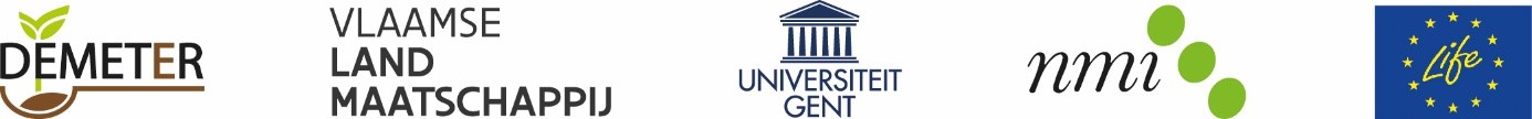 logo's van Demeter, VLM, universiteit Gent, nmi en Life