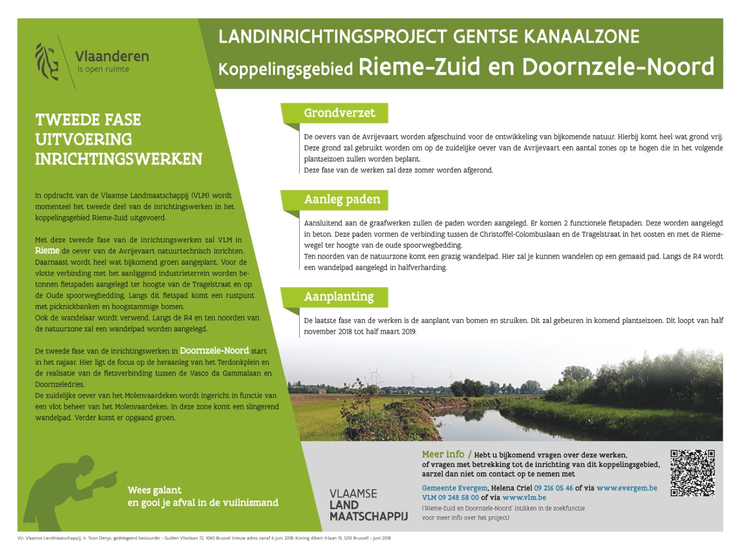 Bord met info over deel 2 van de werken