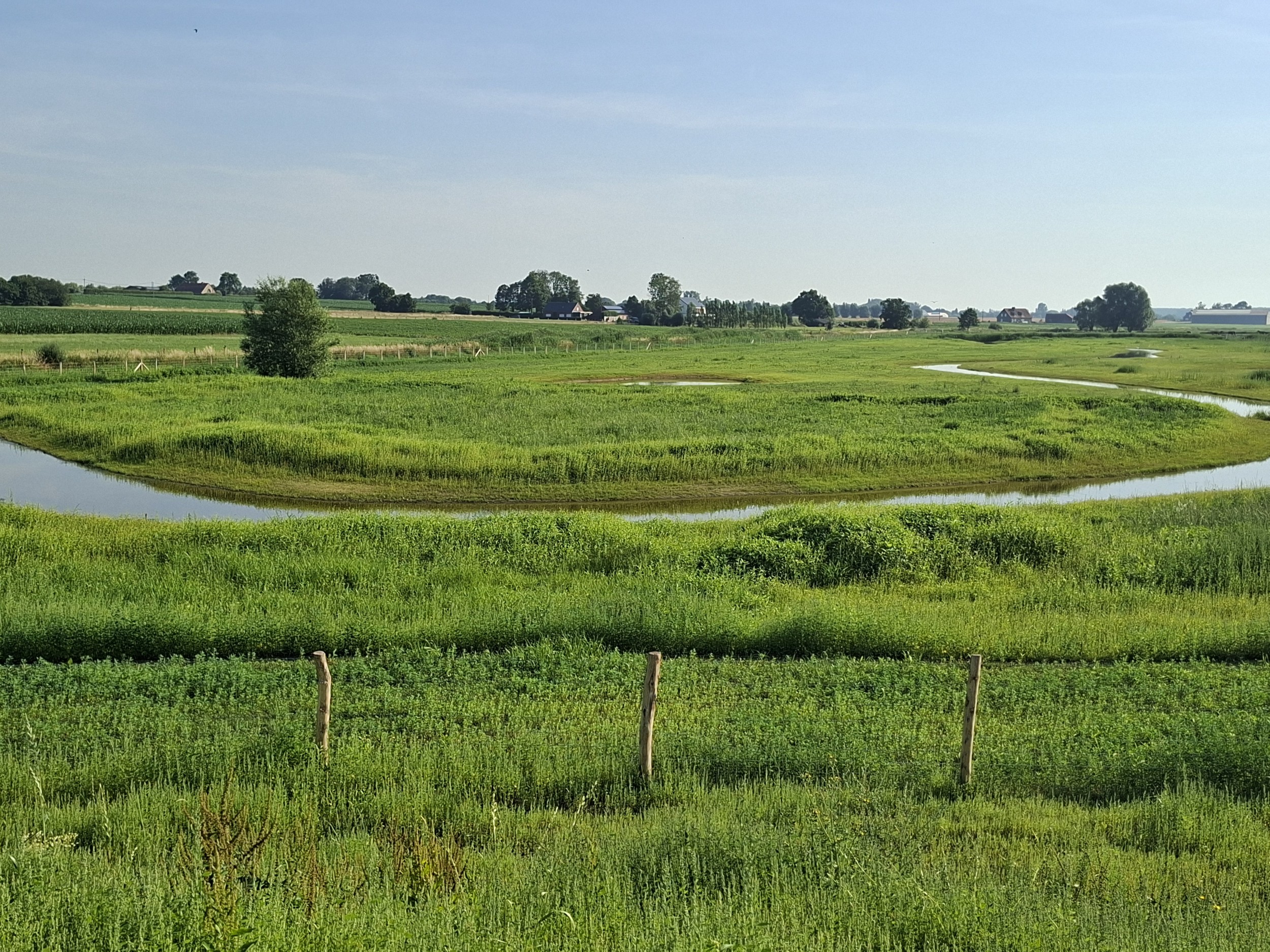 zicht op de beek vanaf de heuvel