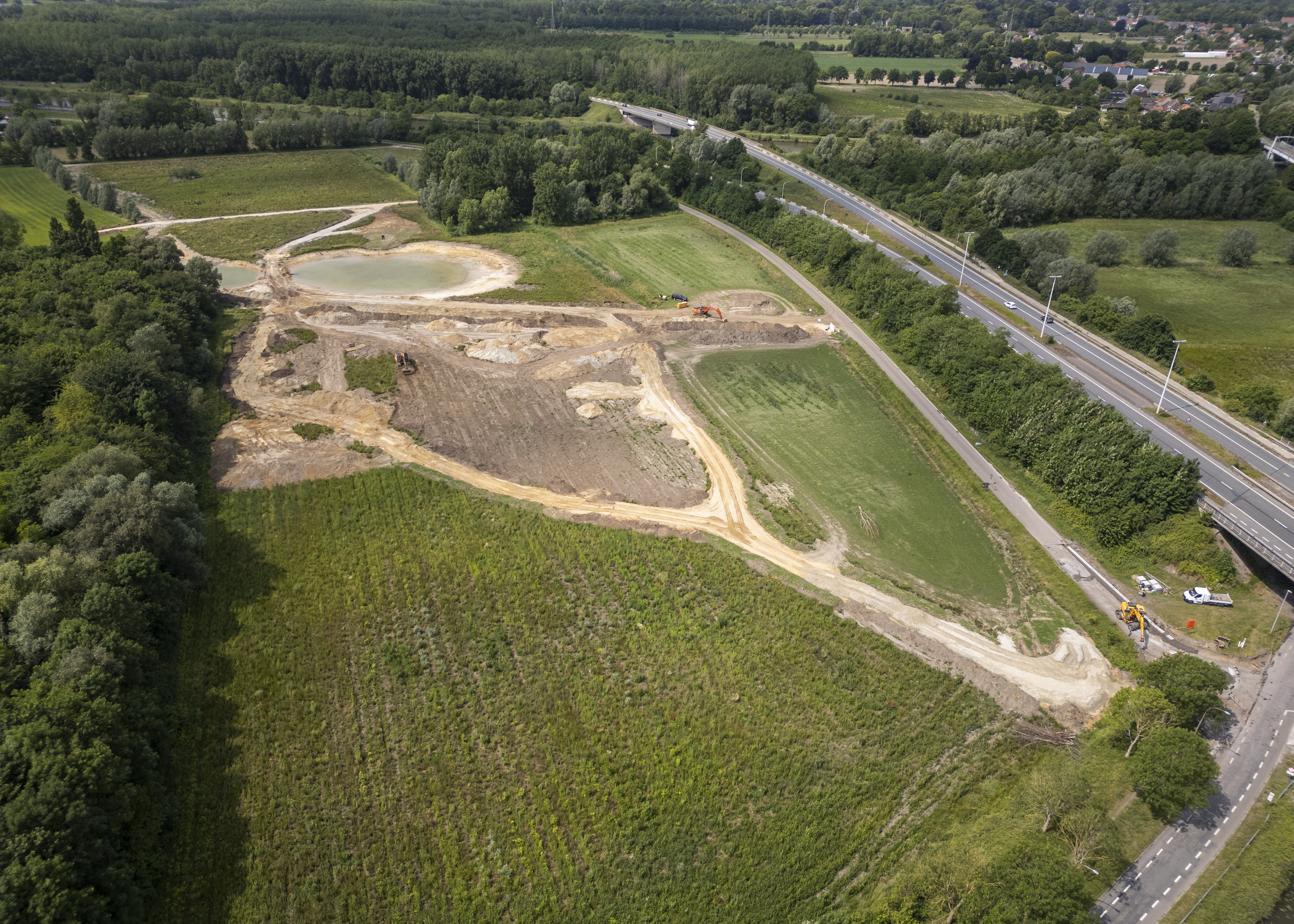 dronebeeld werken zone Groene Velden Noord (c) provincie Oost-Vlaanderen