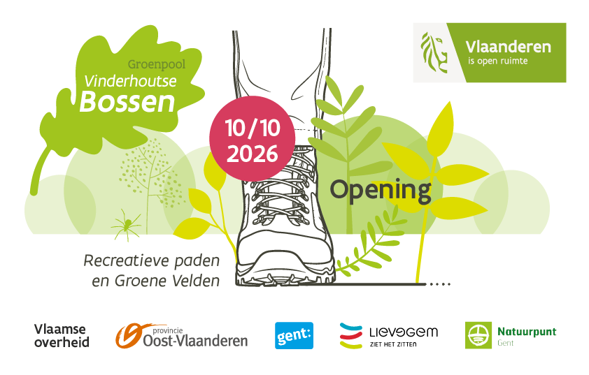 tekening wandelschoen tussen het groen - aankondiging opening Groene Velden en recreatieve paden op 10okt2026