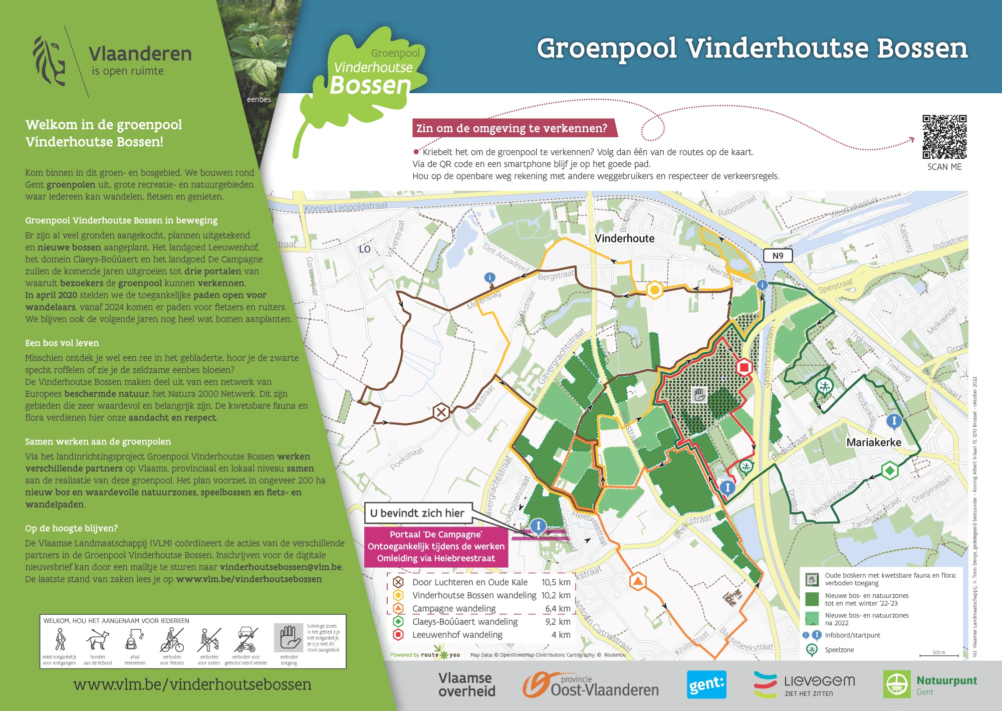Infobord met 5 wandellussen (oktober 2022)