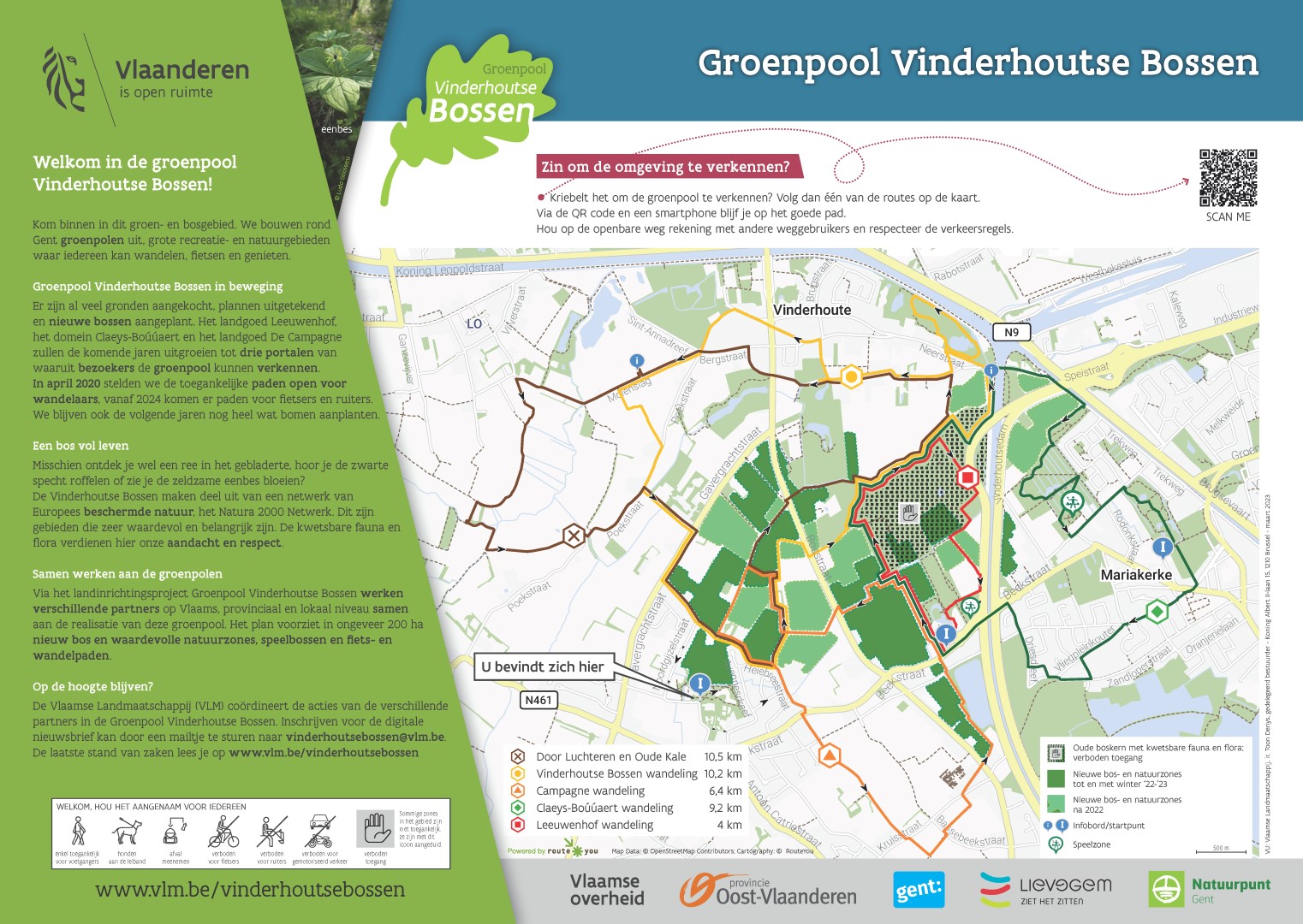 Infobord met 5 wandellussen (maart 2023)