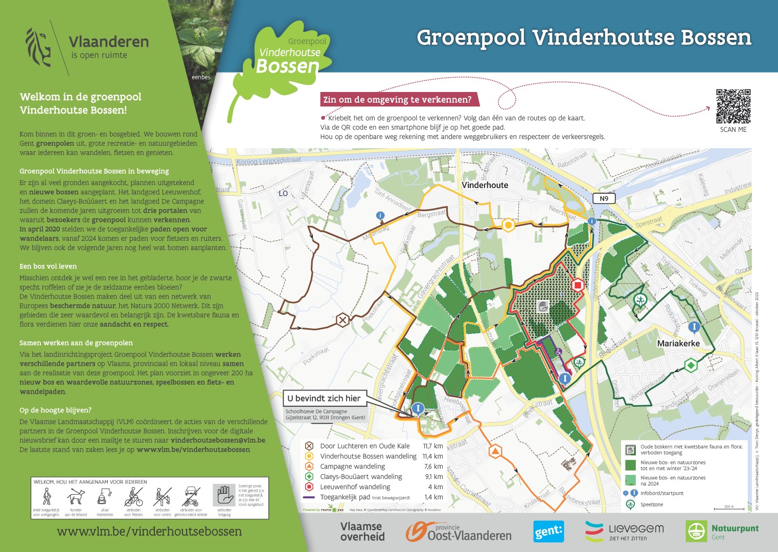 Infobord met 5 wandellussen (oktober 2023)