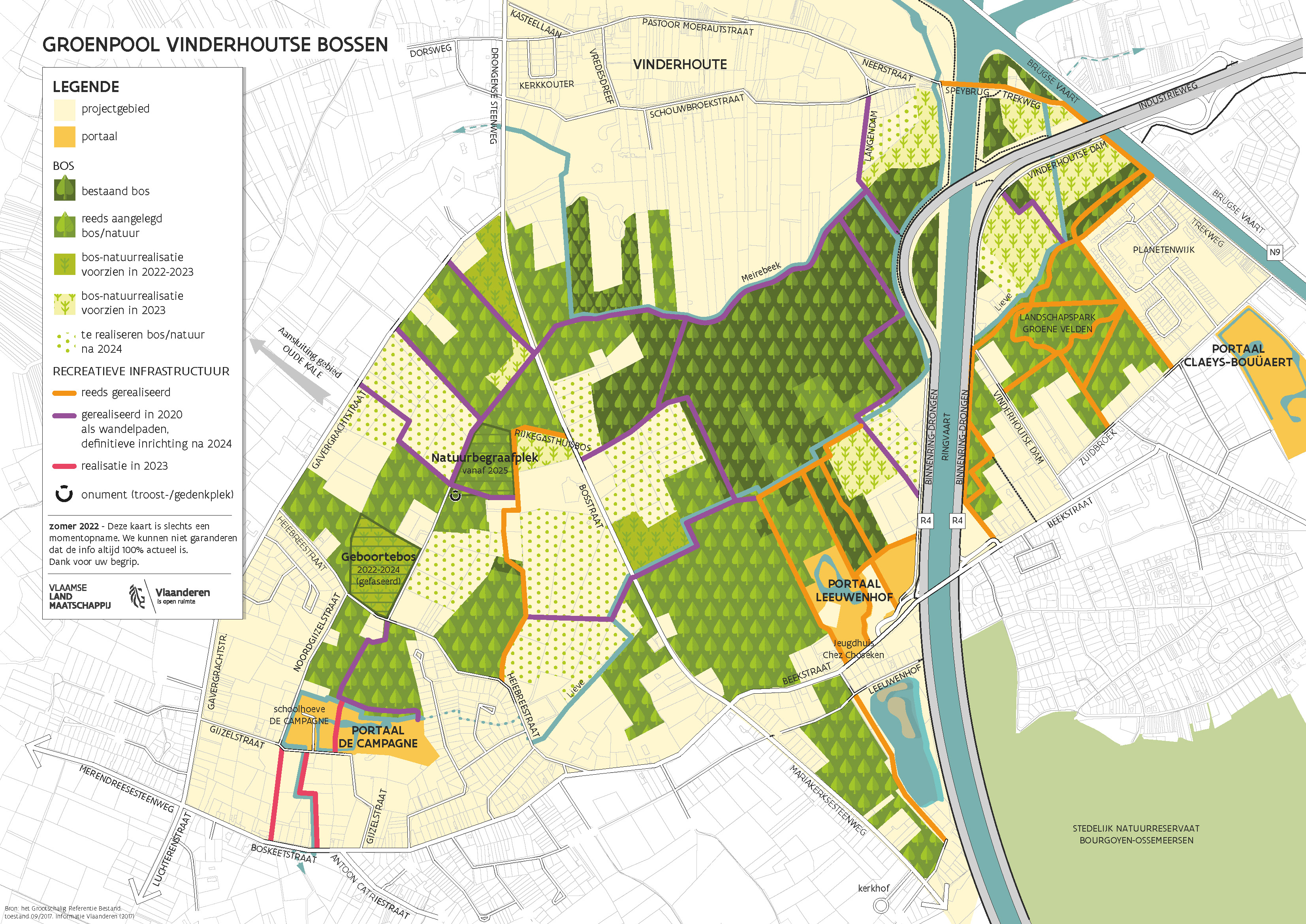 Kaart met stand van zaken van de beplantingen (november 2021)