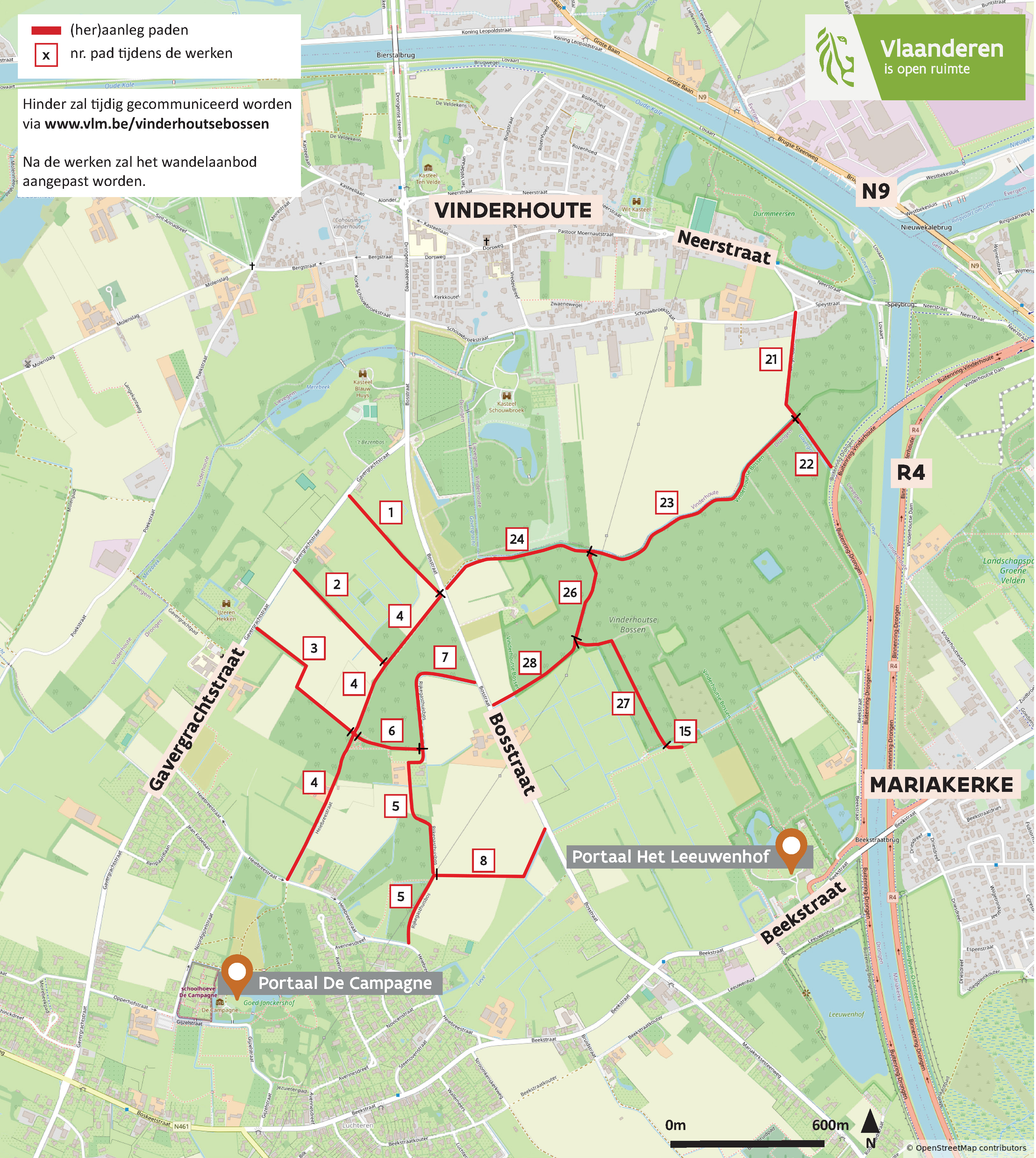 kaart werken uitvoering aan paden svz 16juni2026