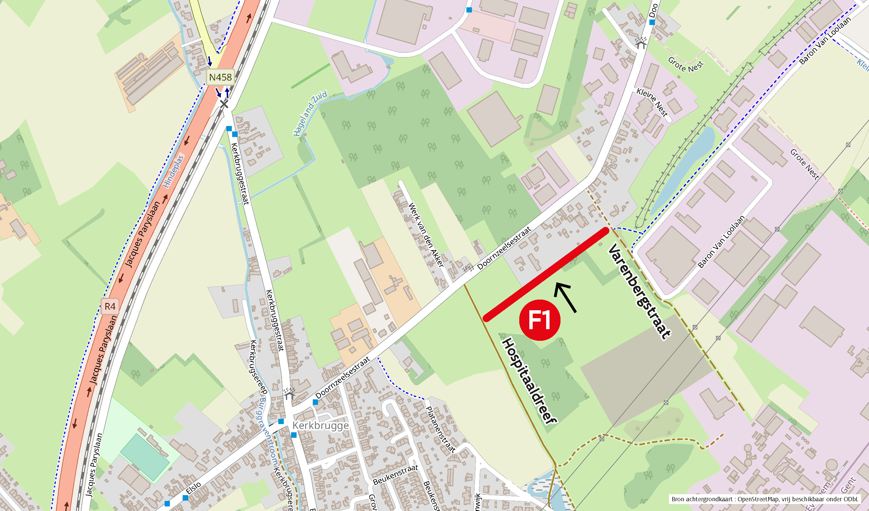 Situering werken Hospitaaldreef - Varenbergstraat