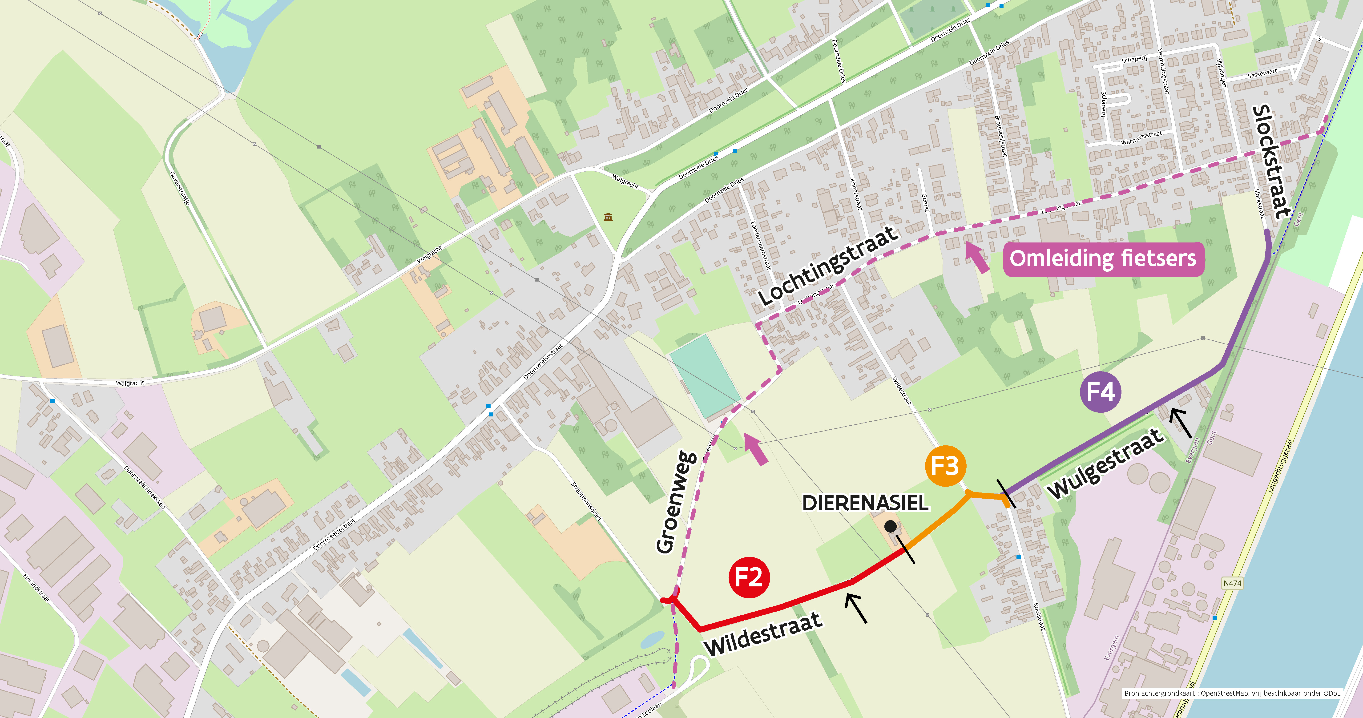 Situering werken Wildestraat