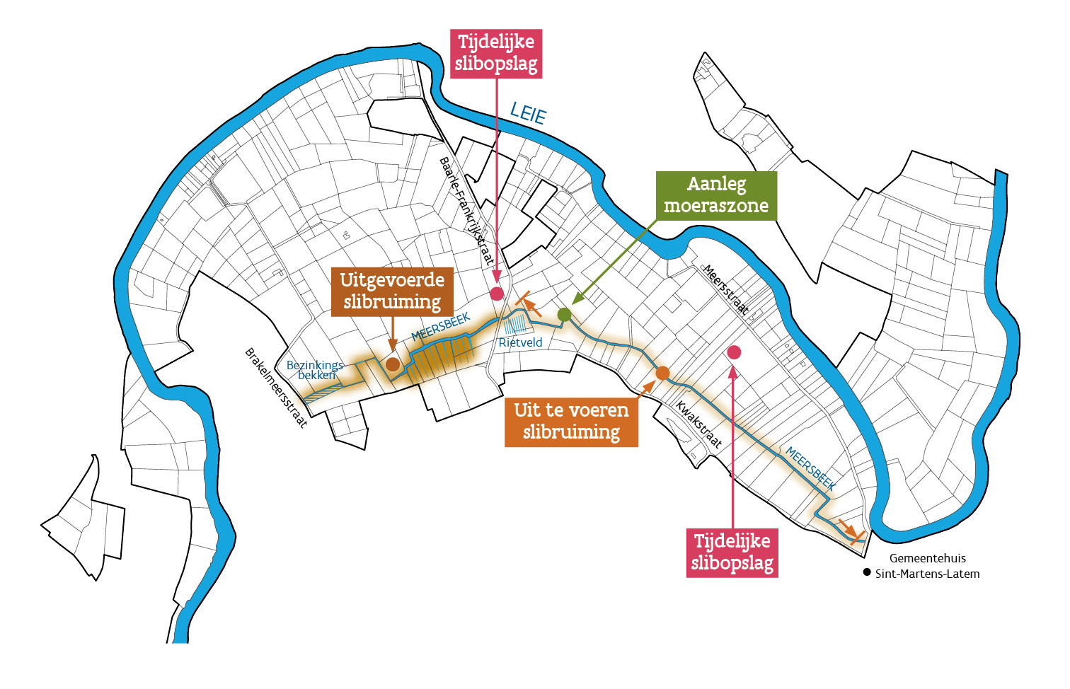 Kaart Slibruiming Meersbeek West