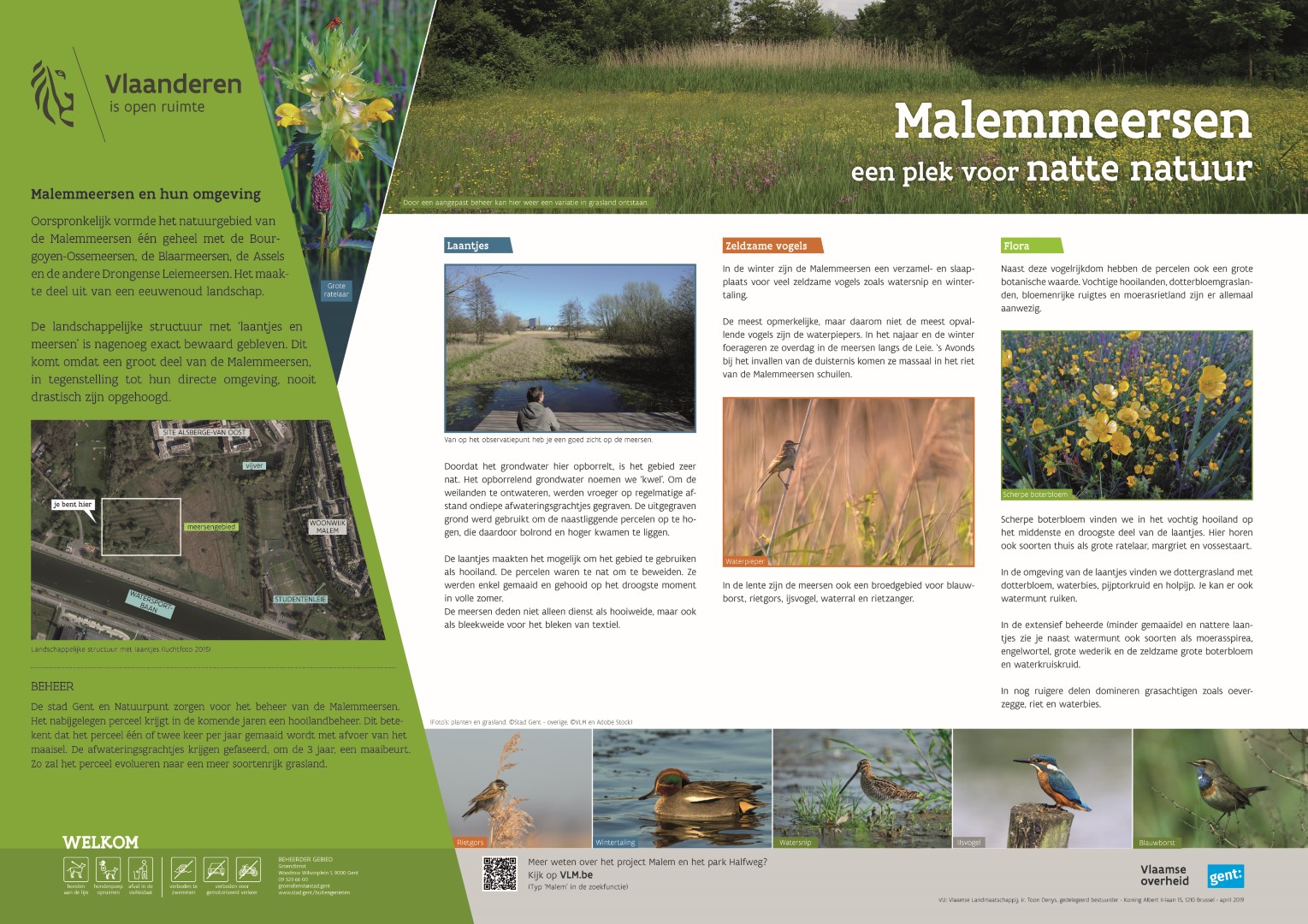 Infobord over de natuur in het park