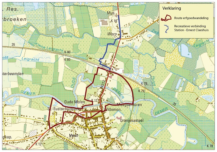 Foto toont kaart van de erfgoedwandeling