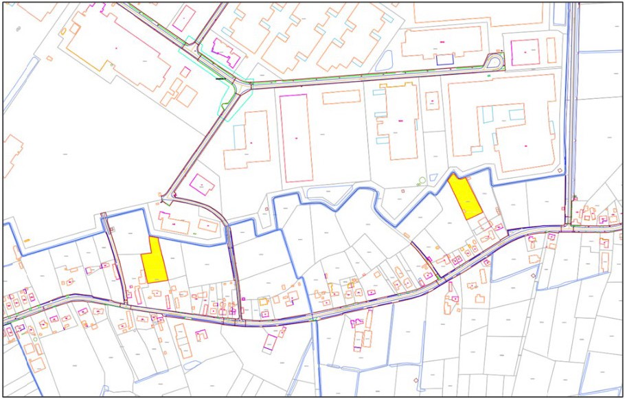 Kaart met te onteigenen percelen