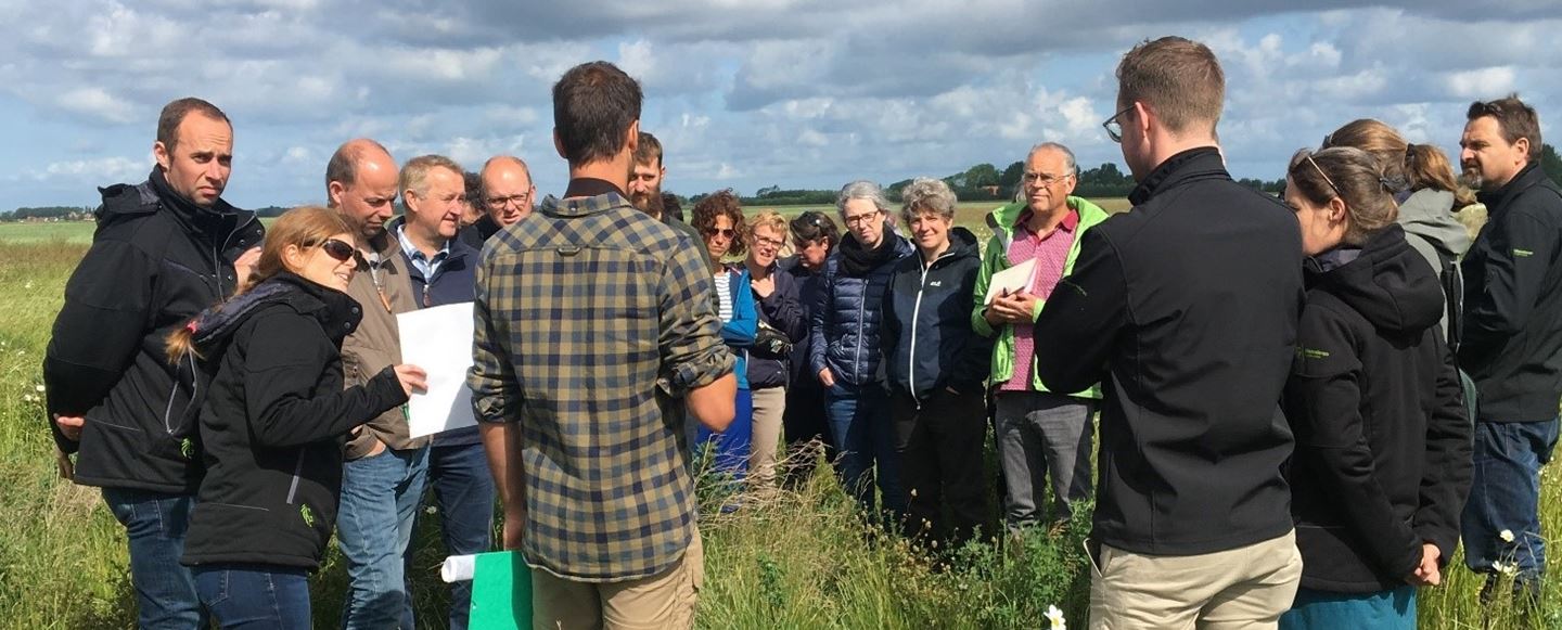 terreinbezoek groep in weide