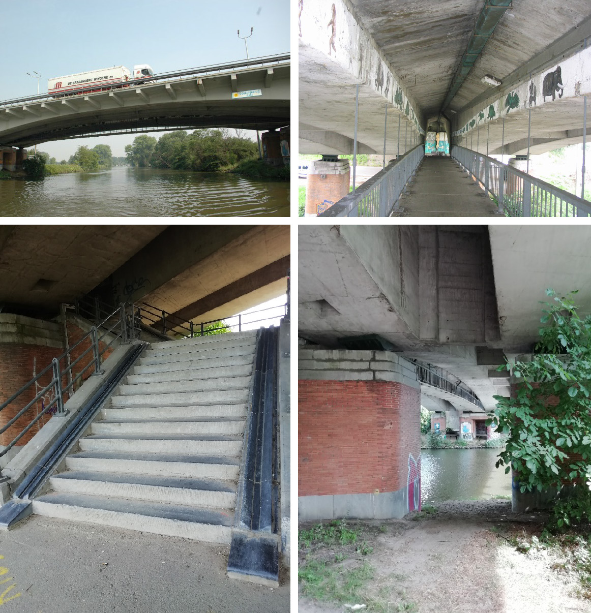 zicht op Goedingebrug en nieuwe fietsgoot langs trap