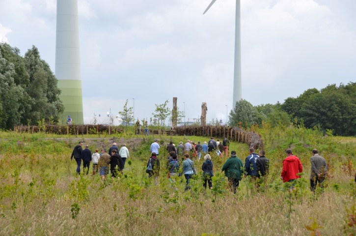 Zicht op speelzone in koppelingsgebied Doornzele Noord