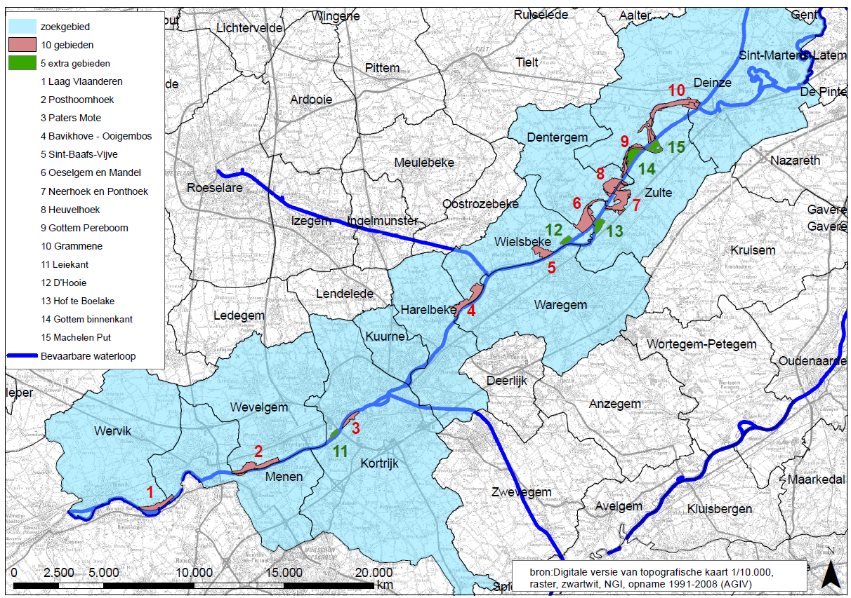 kaart met afbakening zoekgebieden 10+5extra