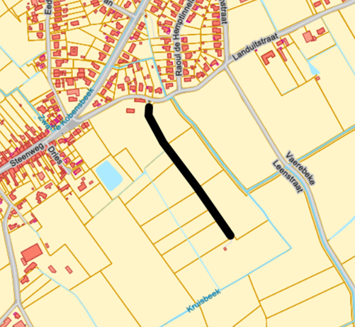 Situering Landuitstraatje op kaart