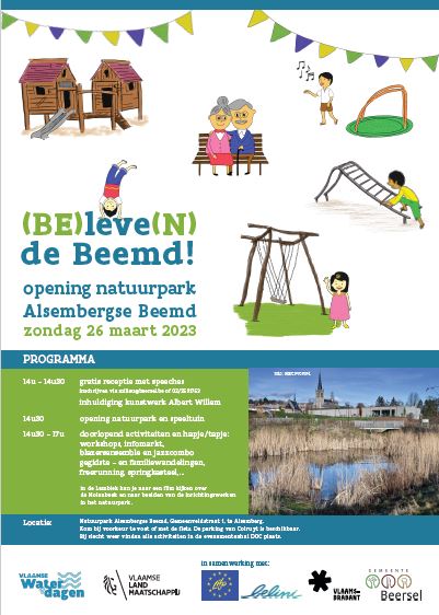 Afbeelding toont de flyer voor het feestelijke openingsmoment