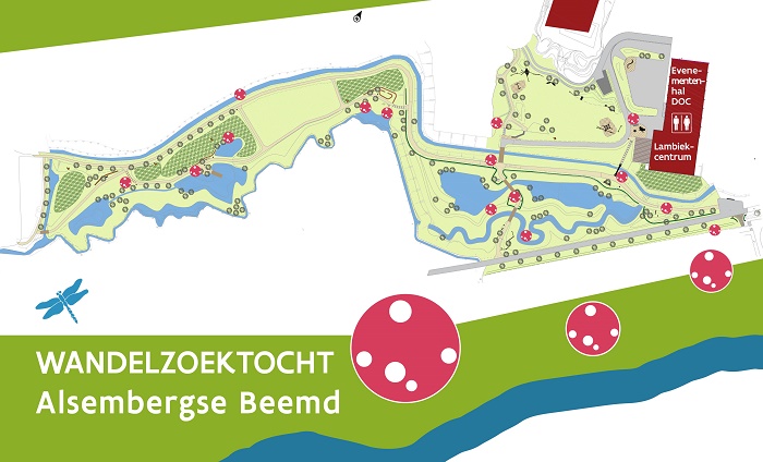 Foto toont de wandelroute in het nieuwe natuurpark Alsembergse Beemd