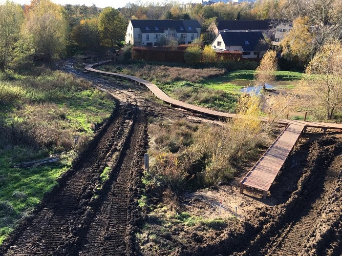 Luchtfoto van de werken