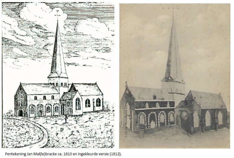 pentekening kerk Sint-Rijkers