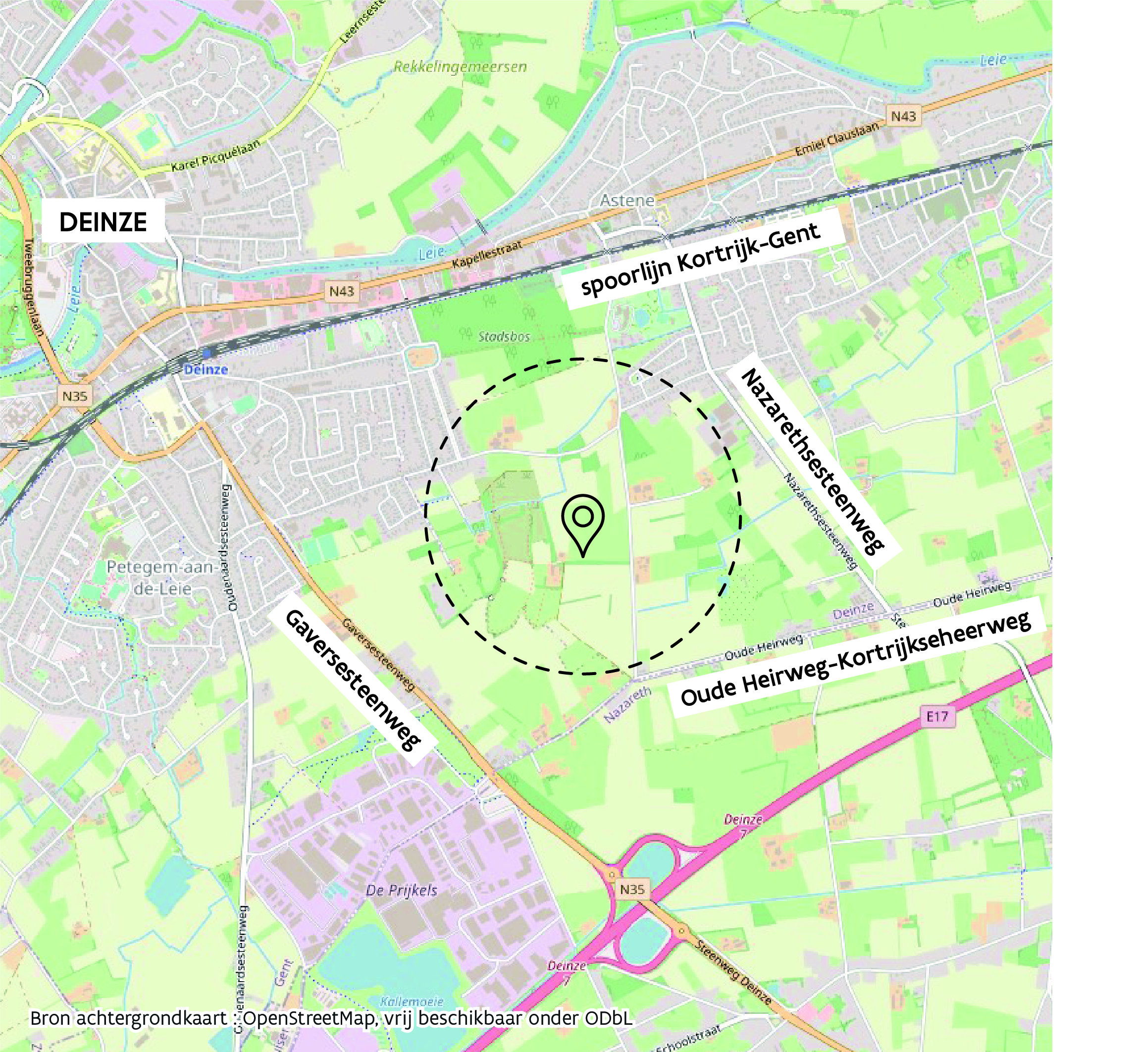 Situeringskaart Stadsbos Deinze