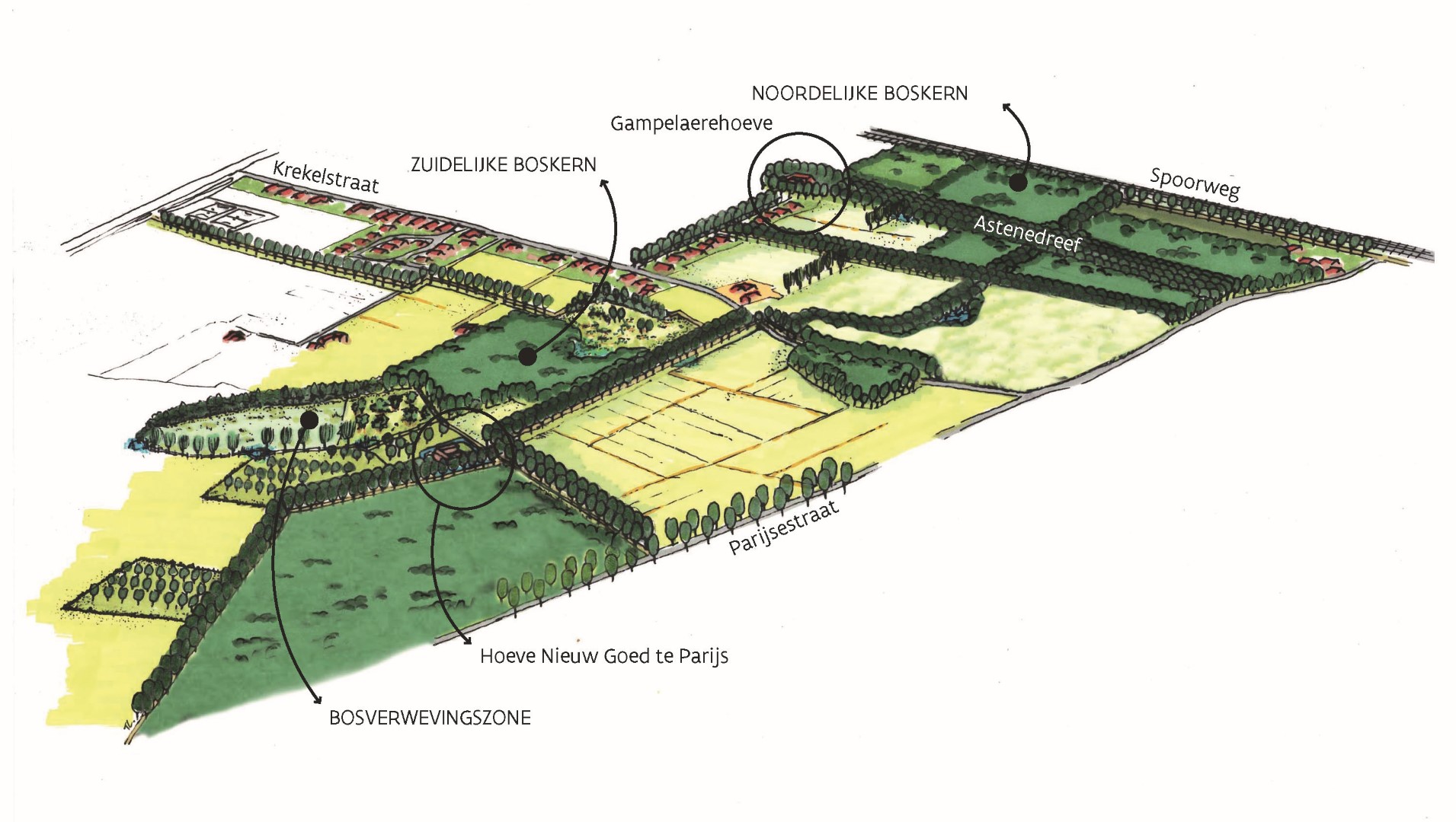 Getekende kaart van Stadsbos Deinze