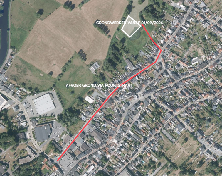 kaart met locatie en afvoerroute