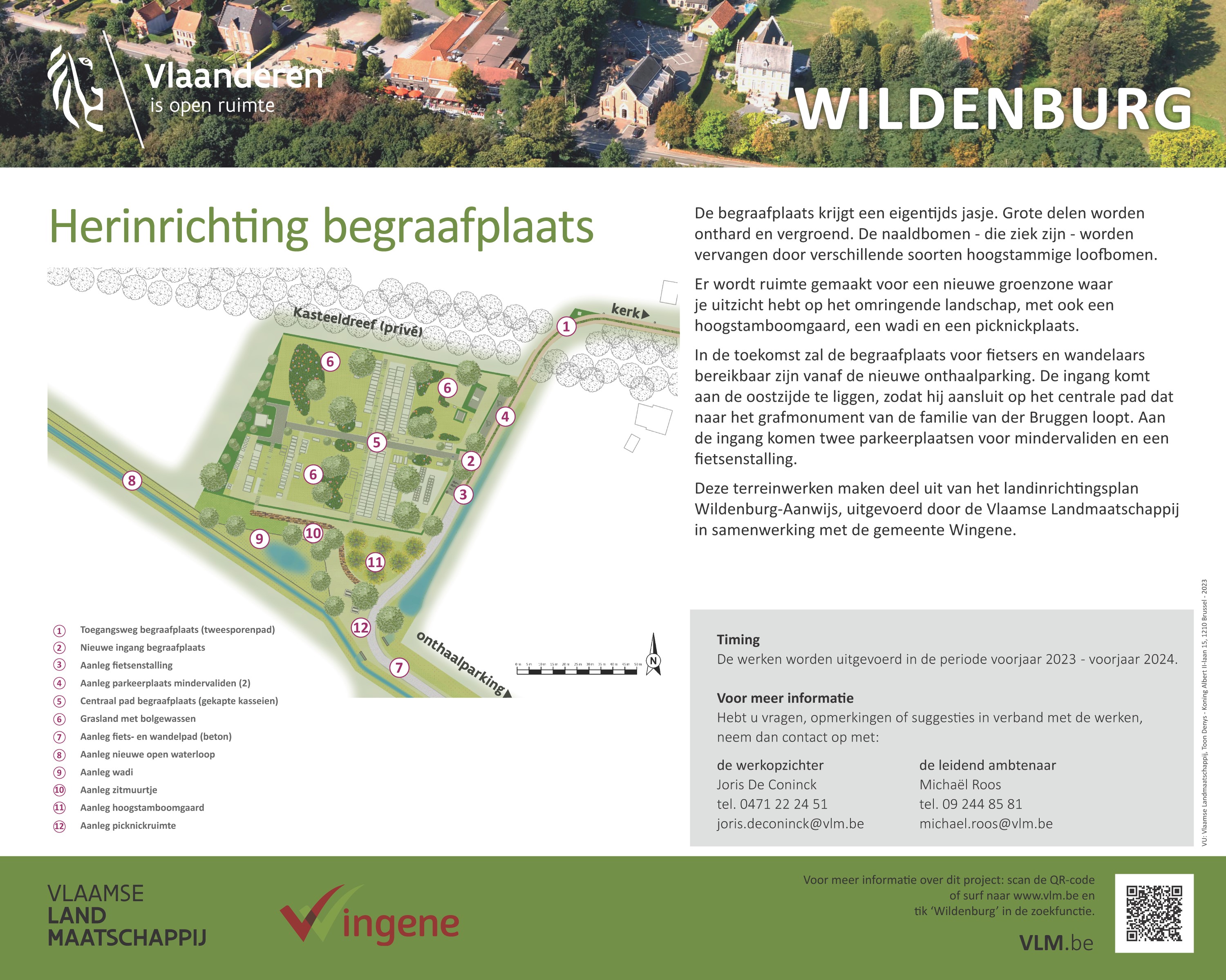 Infobord over de herinrichting van de begraafplaats