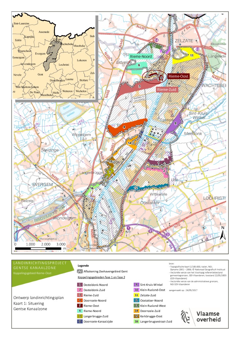 Situeringskaart Rieme Oost in Gentse Kanaalzone